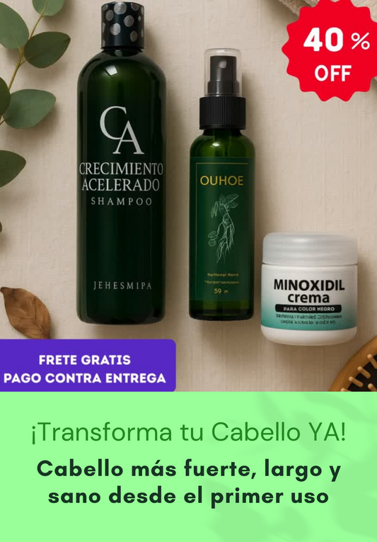 Pack Crecimiento Capilar 3X: Ouhoe Capilar + Crema Minoxidil + Shampoo Turbo Crece
